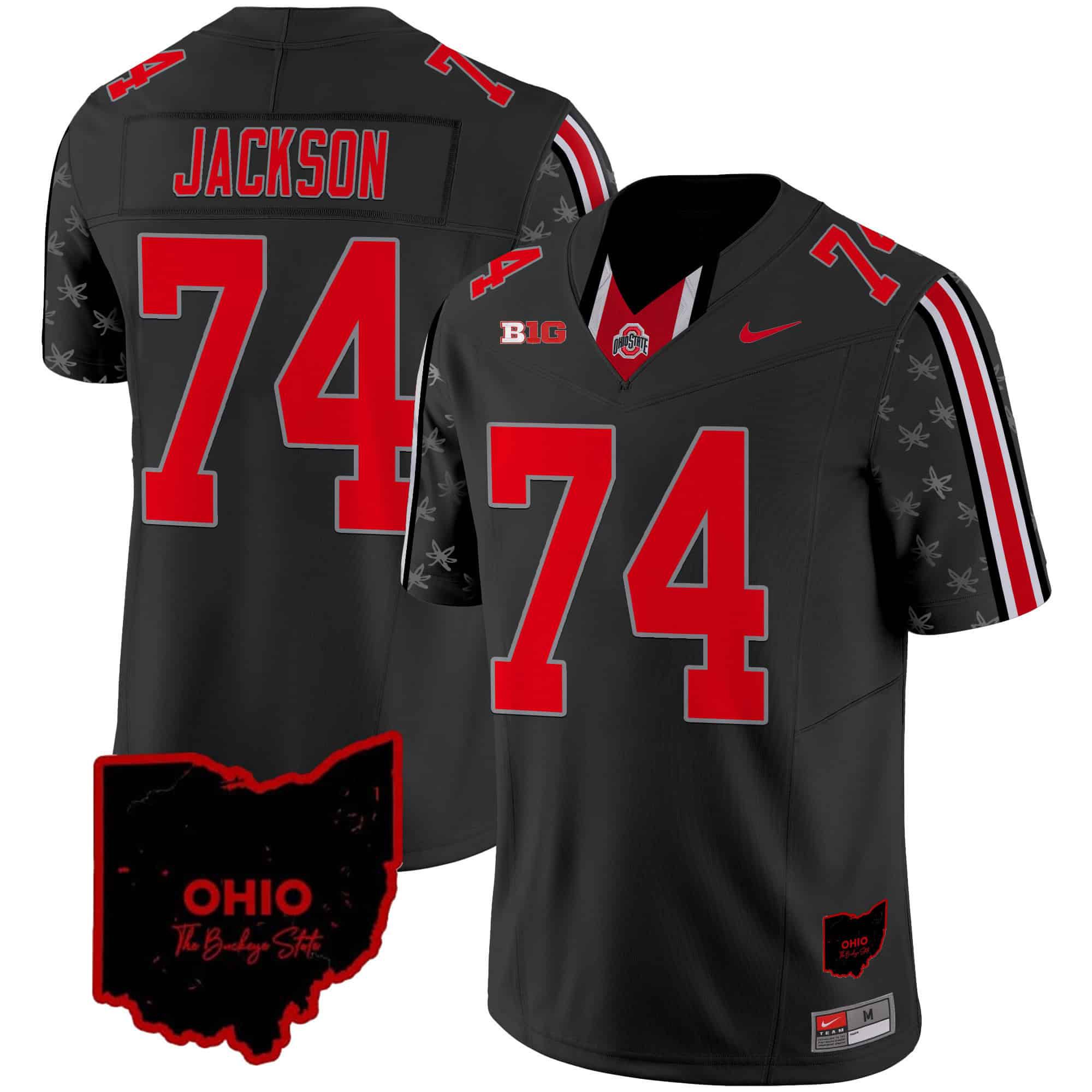 Men Ohio State Buckeyes #74 Jackson Black 2024 Nike Home Patch Vapor Limited NCAA Jersey